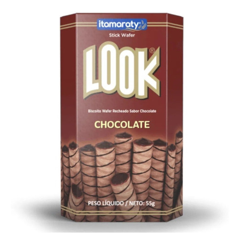 Imagem 1 de 5 de Biscoito Wafer Recheado Sabor Chocolate Look 55 Grs.