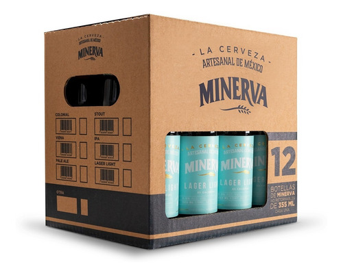 CERVEZA MINERVA | Cerveza Minerva Lager Light 12 Pack | 12 Cervezas Artesanales De 355 ml Cada Una | Cerveza Artesanal Lager Light