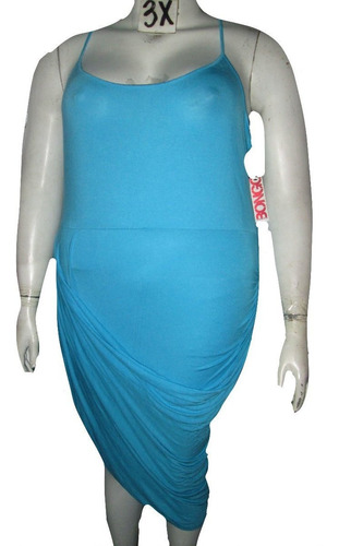 Vestido Azul Aqua Asimetrico De Verano Talla 3x (40/42 Mex ) Bongo 