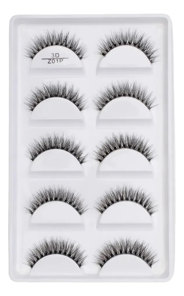 Cartela Com 5 Pares De Cilios Postiços Naturais -Z01P