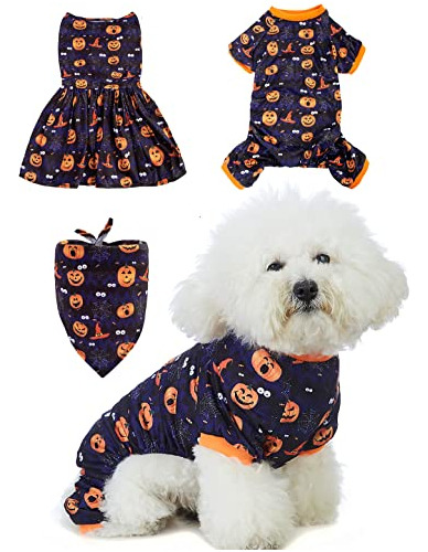 Coomour 3 Camisas De Halloween Para Perro Con Vestido De Cal