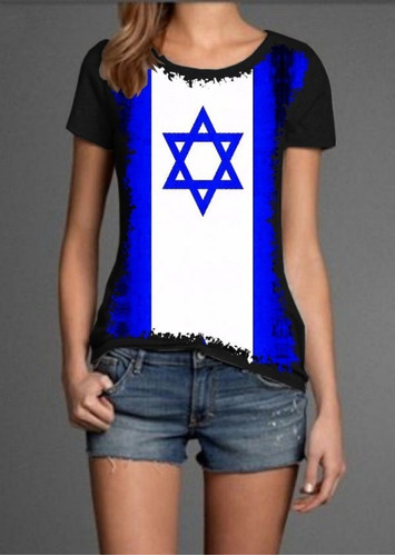 Blusa Fem. 5%off Bandeira De Israel Customizada Exclusiva