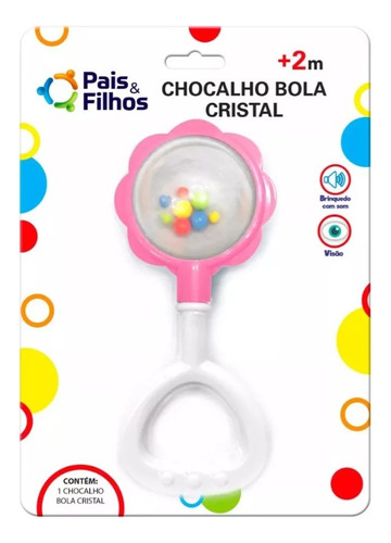 Chocalho Para Bebês Rosa Bola De Cristal Com Barulhinho 