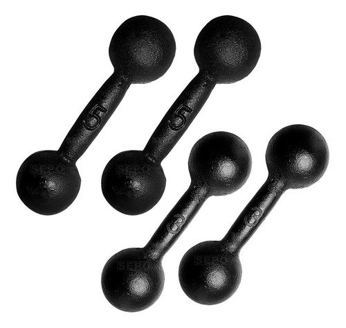 Kit 4 Halteres Redondo Bola De Ferro Pares De 3kg E 5kg