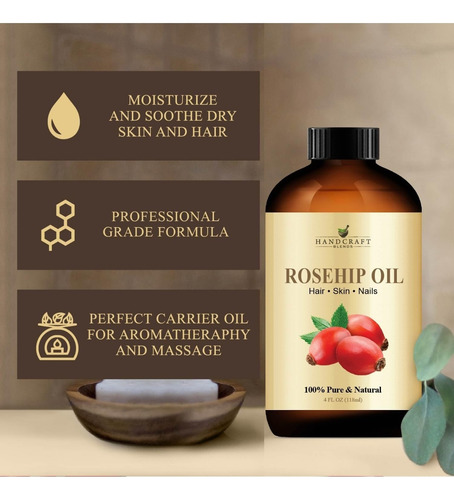 Aceite Esencial Rosa Mosqueta 100% Puro Handcratf 118ml Usa