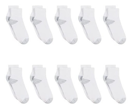 Hanes Calcetines Deportivos Para Mujer, 10 Pares, Color Blan