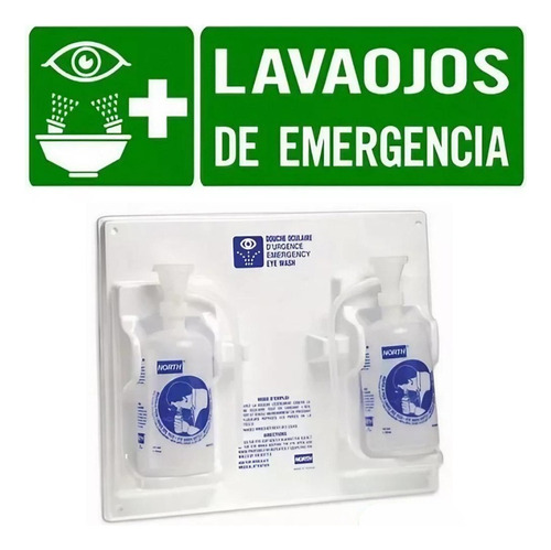 Lavaojos Portatil Estacion De Emergencia + Cartel Seguridad