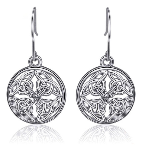 Aretes Nudo De Brujas Celta Curado Luna Llena Plata Ley 925