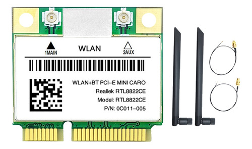 Wifi Card Rtl8822ce+2 Antenas 1200 Mbps 2 4g+5 Ghz 802.1