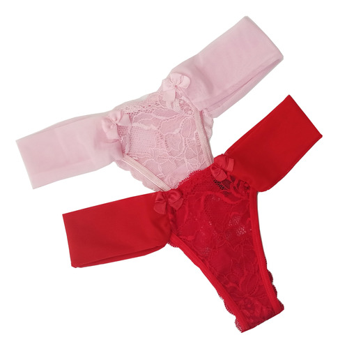 Pack X2 Culotte Less Puntilla Encaje Diseño Lenceria Mujer