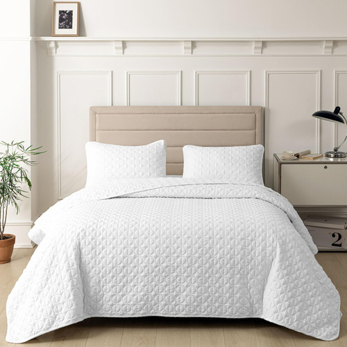 Edredon Blanco Ligero Tamano King Verano Colcha Reversible 3
