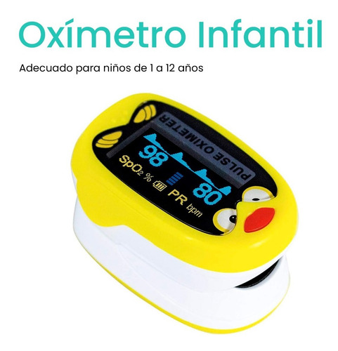 Oximetro Pediátrico Digital Recargable Infantil | Amarillo