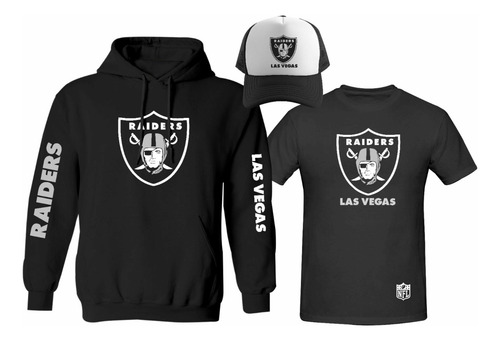 Kit Sudadera + Playera + Gorra Mod Las Vegas Raiders Nfl