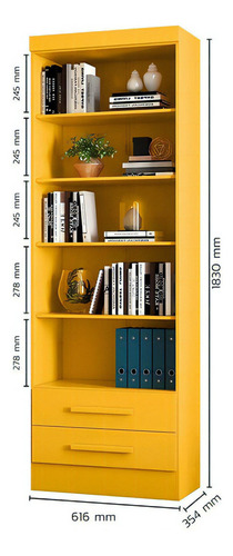 Librería 3420 amarilla con 2 cajones y 3 estantes