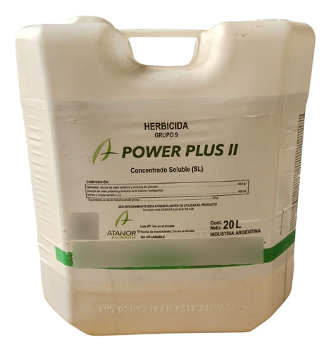 Herbicida Glifosato 66% Power Plus Ii 20lt Atanor Matayuyos