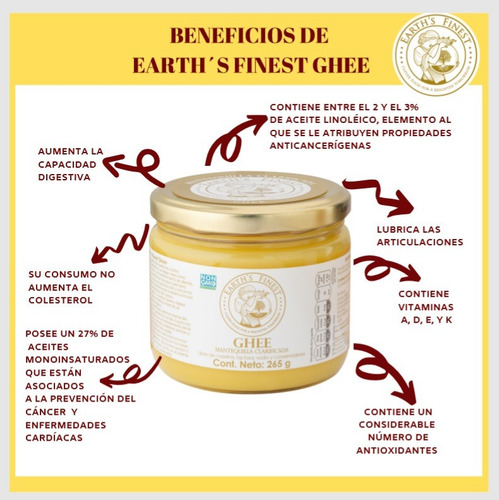 Imagen 2 de 10 de Ghee Mantequilla Clarificada · Earth´s Finest 265g · Keto