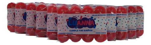 Vela De Noche X 12 Unid X 10 Packs Rojo + Lata Porta Vela 