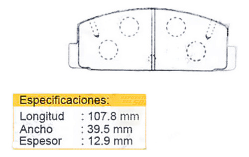 Pastillas Freno Trasera Para Mazda Artis 1.8 Bp 1995 1999