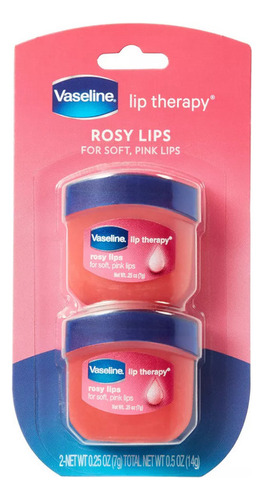 Balsamo Labial Vaseline Rosy Lips Therapy 7grs Pack X 2uds
