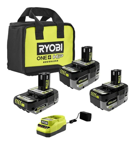 Ryobi Psk007 Kit 3 Baterías 18v Alto Rendimiento  + Cargador