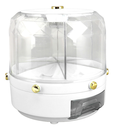 Cubo De Almacenamiento De Arroz Blanco, Giratorio, 6 Granos,