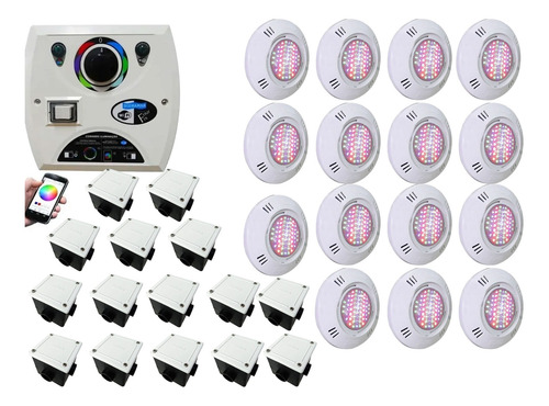 Kit Comando Four Fix+15 Led Smd 5w Rgb+ Cx Passagem Sodramar