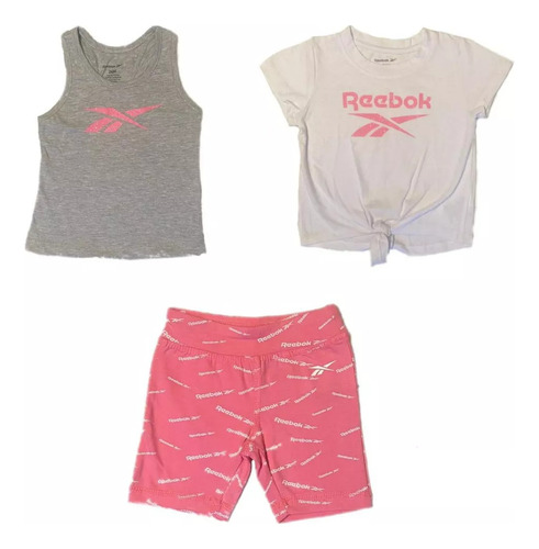 Conjunto 3 Peças Reebok Menina Infantil Original