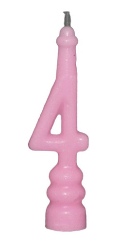 Vela De Aniversário Número Rosa Bebe Nº 4 Caixa Com 10 Un.