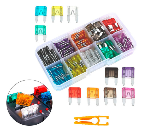 Kit Fusível Automotivo 3886 10 Modelos 100 Peças De 2a A 35a