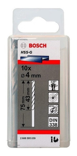 Broca Para Metal Hss-g 4,0mm Rectificada Bosch ( Rolack )