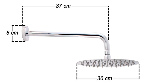 Regadera Redonda Acero Inoxidable 30cm Con Brazo Cromada
