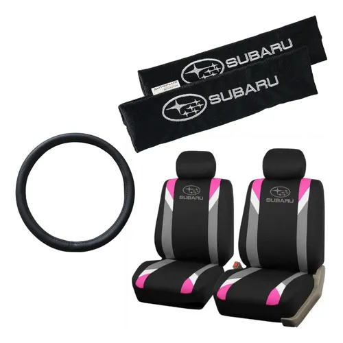 comprar Funda Tela Gris Rosa Y Cubre Cinto Subaru + Cubre Volante