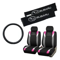 Comprar Funda Tela Gris Rosa Y Cubre Cinto Subaru + Cubre Volante