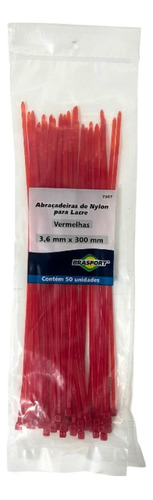 Abracadeira Nylon Brasfort Vermelha 3,6x300 50 Pecas 7307