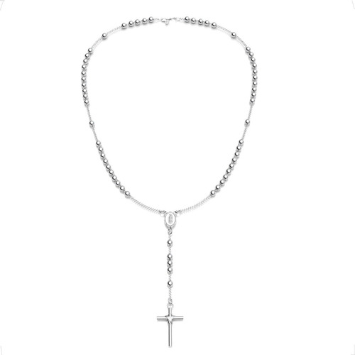 Imagen 1 de 10 de Collar Rosario Liso Cruz Atada En Plata .925 Agálea Joyería