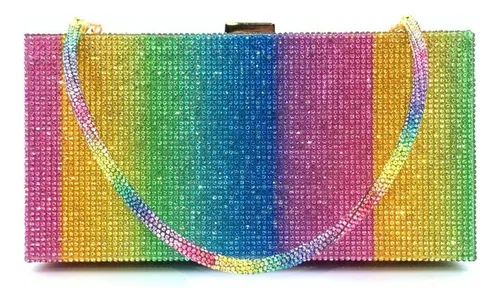 comprar Bolso De Mano Noche Fiesta Con Brillantes Pedrería Arcoíris