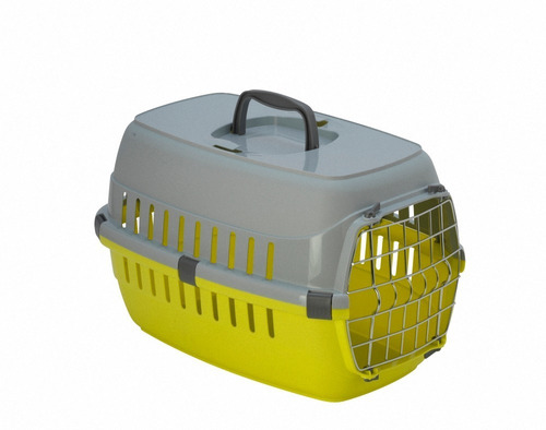 Transportadora Perro Mascota Puerta Metal Moderna-limon