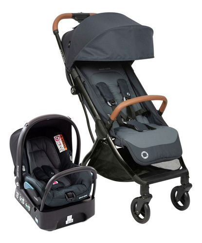 Carrinho de bebê de paseio Maxi-Cosi Eva TS TRIO essential graphite com chassi de cor preto
