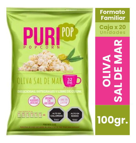 Cabritas Puripop Popcorn Formato Familiar Oliva Sal De Mar