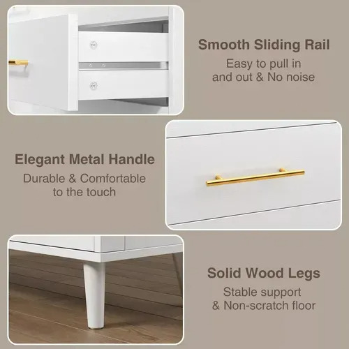Madera Cómoda De 6 Cajones Con Tiradores De Metal