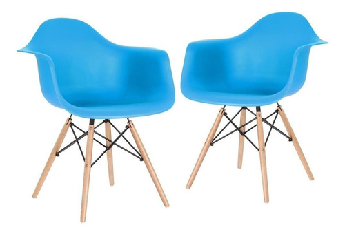 2 Cadeiras Charles Eames Daw  Com Braços  Cores Estrutura Da Cadeira Azul-céu