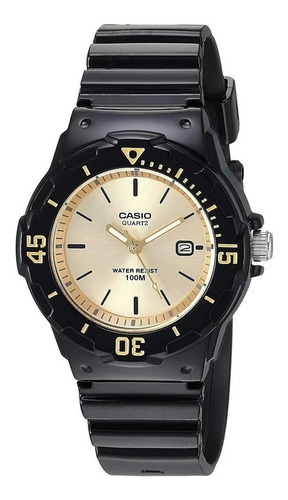 Reloj pulsera Casio LRW-200 con correa de resina color negro - fondo dorado