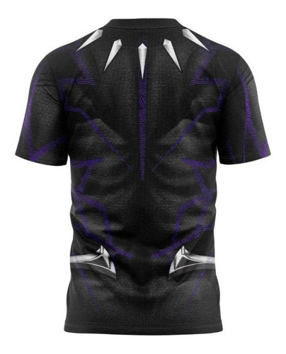 Imagem 2 de 7 de Camiseta Infantil - Traje Pantera Negra Dryfit - Tecido