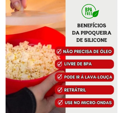Pipoqueira Silicone Para Microondas Balde De Pipoca - Mori
