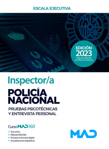 Inspector/a Policia Nacional Pruebas Psicotecnicas Y Ent, De Vecino Castro, Manuel. Editorial Mad, Tapa Blanda En Español