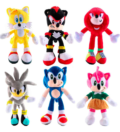 Peluches Sonic 26 Cm Shadow Silver Tails Knuckles Nudillos