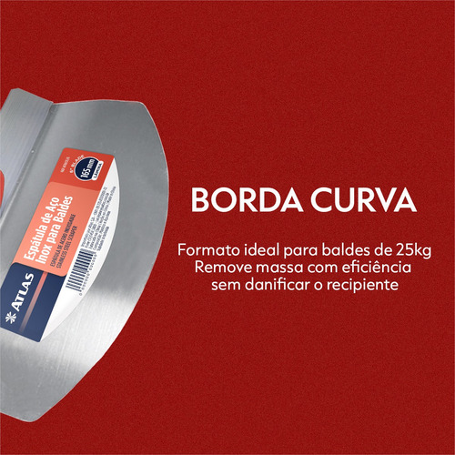 Espatula De Aço Inox Borda Arredondada Atlas Para Baldes