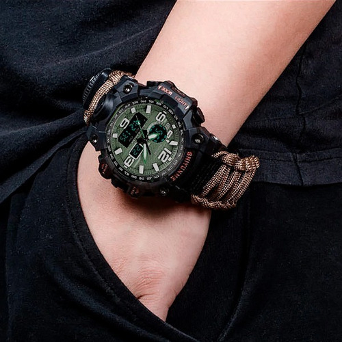 Reloj De Supervivencia Táctico Paracord, Brújula Y Silbato