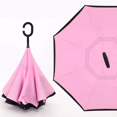 paraguas antihueso DELIBEST Paraguas invertido paraguas inverso tipo C de doble capa paraguas de coche paraguas recto. 