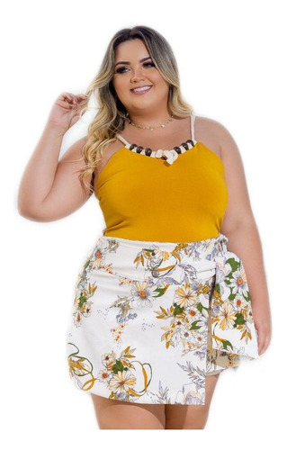 Roupa Feminina Conjunto Short+blusa Plus Size  Alfaiataria